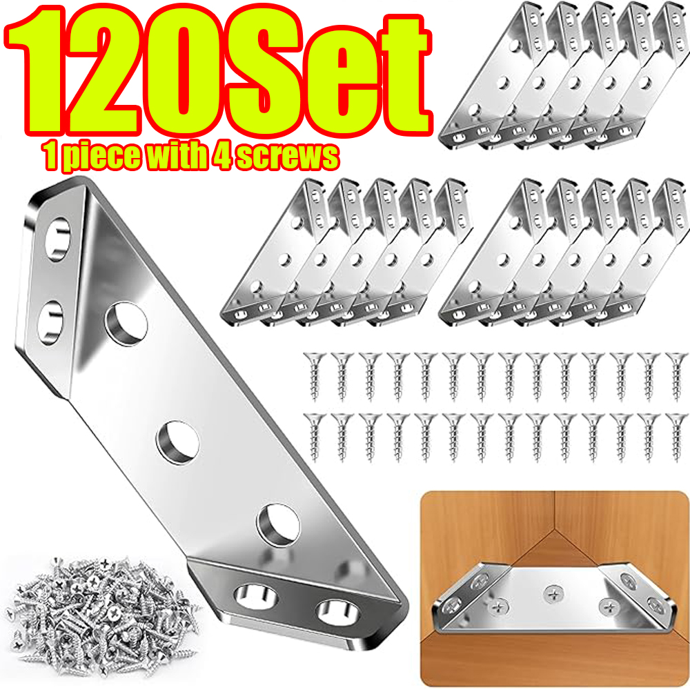 Furniture Hardware Screws - 1-120세트 가구 코너 커넥터 스테인레스 스틸