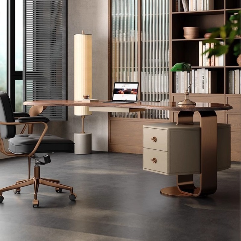 Furniture Hardware High End - 호두나무 원목 라이트 럭셔리 모던 책상