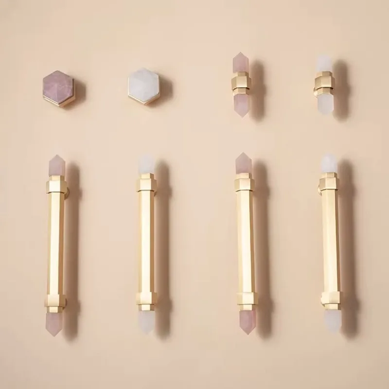 Furniture Hardware High End - 천연 크리스탈 육각형 하드웨어 손잡이 북유럽풍