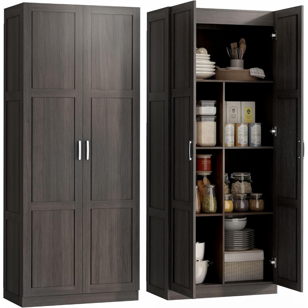 Soft Close Hinge - HOMCOM 71인치 높이 주방 팬트리 캐비닛(조절
