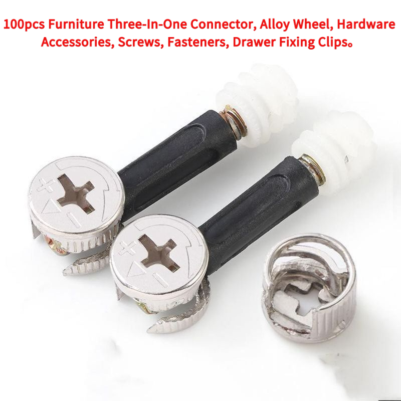 Furniture Hardware Connectors - 100개 가구용 3-in-1 커넥터, 합금 휠,