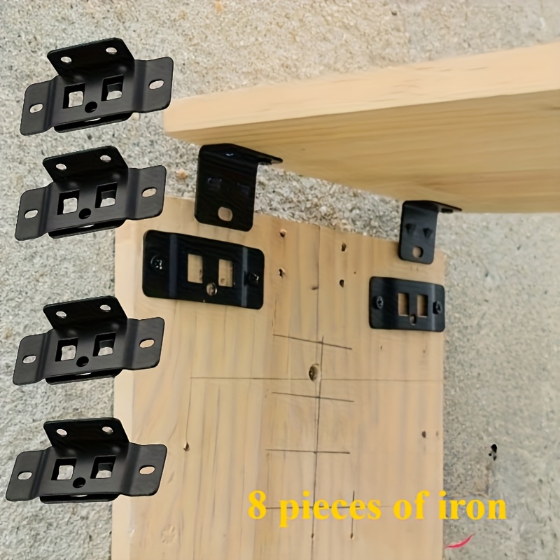 Furniture Hardware Connectors - 4세트 2-in-1 금속 고정 클립, L자형