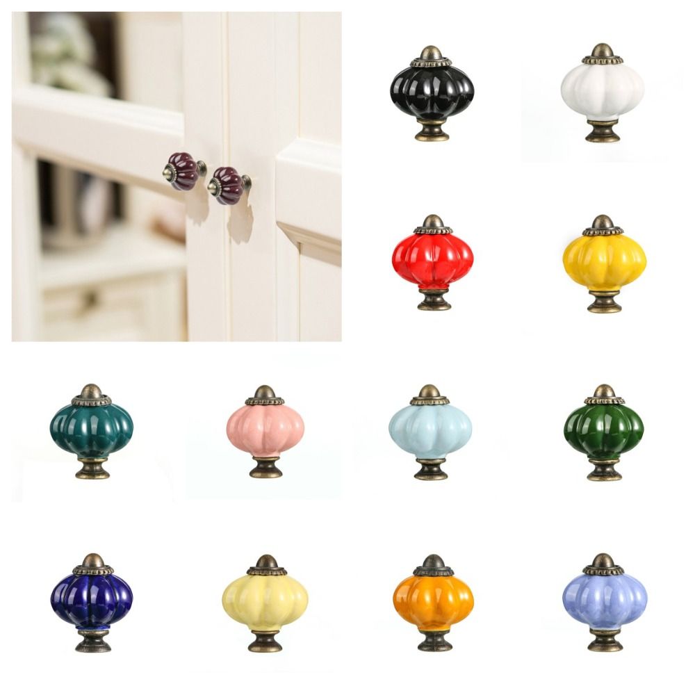 Furniture Hardware Handles - 심플한 싱글 홀 세라믹 호박 손잡이