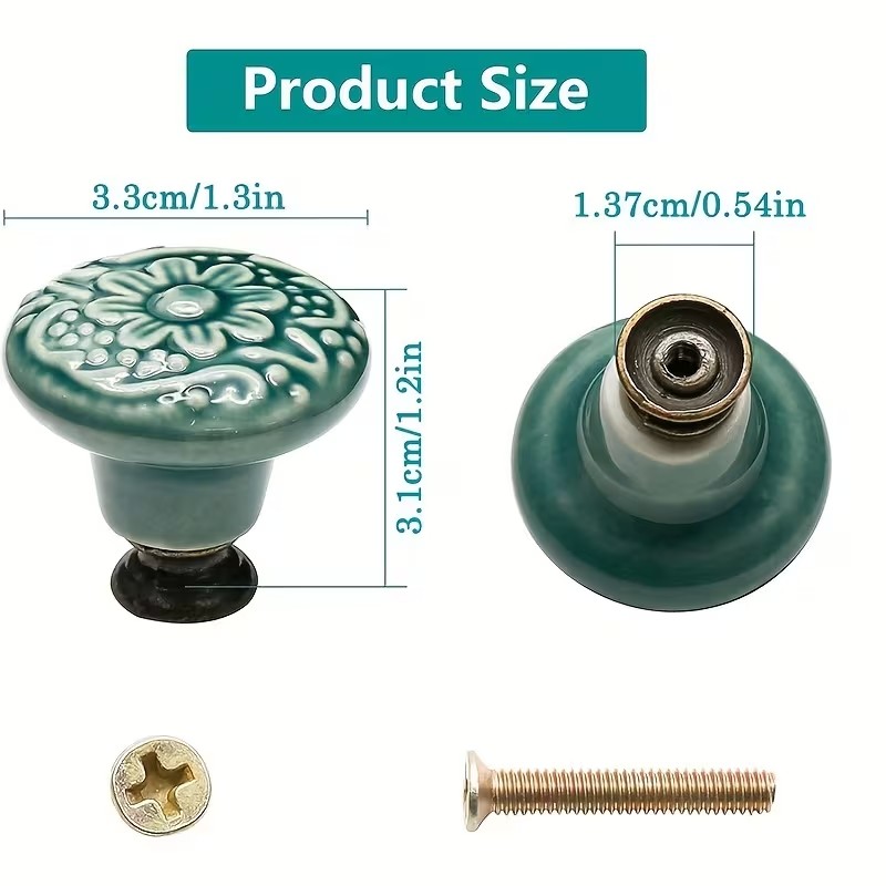 12개 세라믹 캐비닛 손잡이, 꽃무늬 디자인, 내구성이 - Furniture Hardware Design 리뷰 및 가격