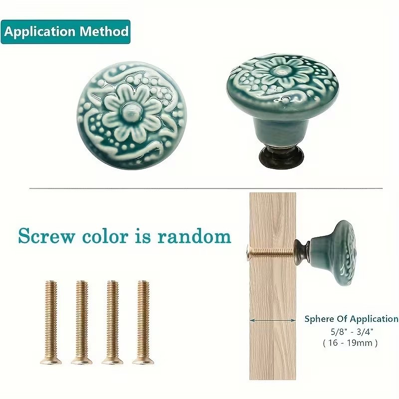 12개 세라믹 캐비닛 손잡이, 꽃무늬 디자인, 내구성이 - Furniture Hardware Design 리뷰 및 가격