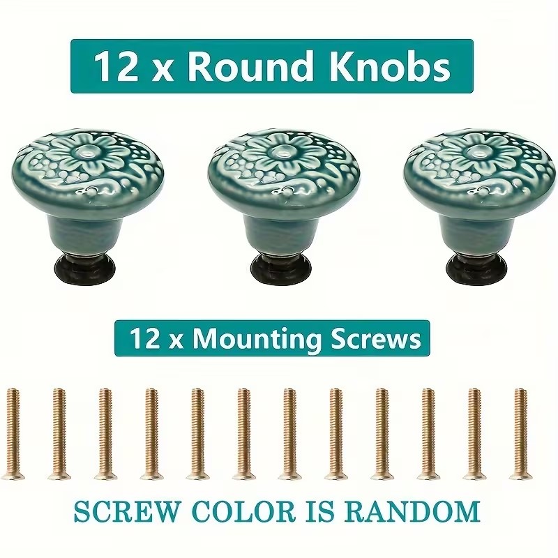 12개 세라믹 캐비닛 손잡이, 꽃무늬 디자인, 내구성이 - Furniture Hardware Design 리뷰 및 가격