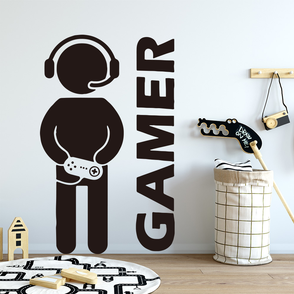 1pc 게이머 벽 아트 데칼 어린이 방 장식 게임 핸들 - Furniture Hardware Design 리뷰 및 가격