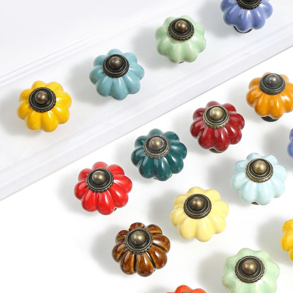 심플한 싱글 홀 세라믹 호박 손잡이 유럽 스타일 빈티지 - Furniture Hardware Handles 리뷰 및 가격