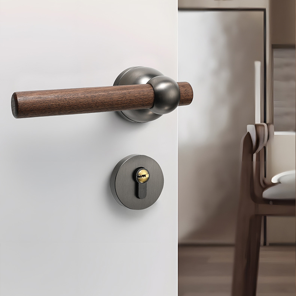 고급 블랙 월넛 도어락 침실 무소음 잠금 세트 실내 도 - Furniture Hardware Handles 리뷰 및 가격